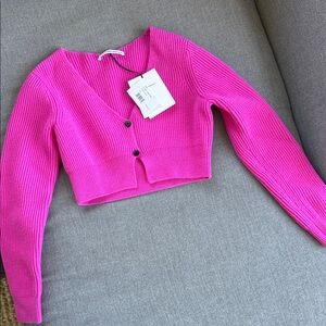 T by Alexander Wang Fuchsia Cropped Cardigan